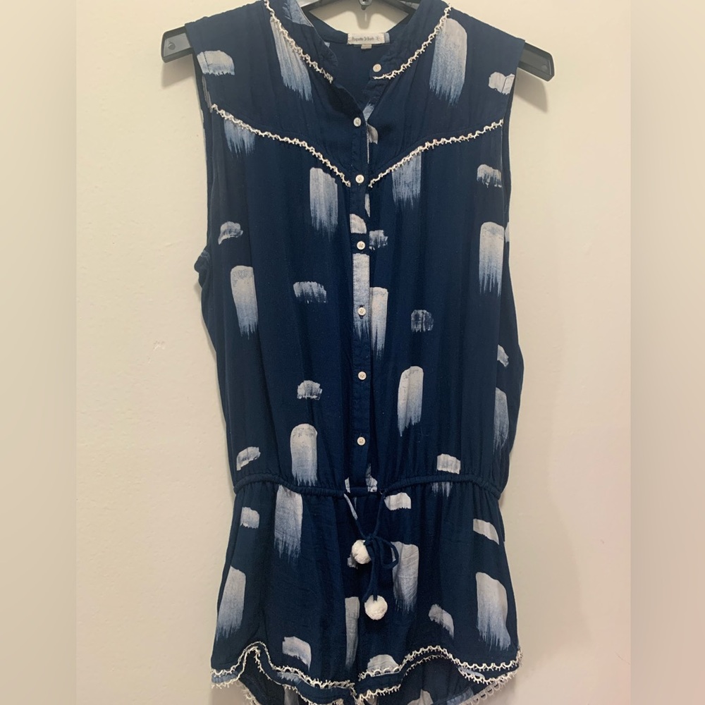 Poupette St Barth Navy Romper Medium